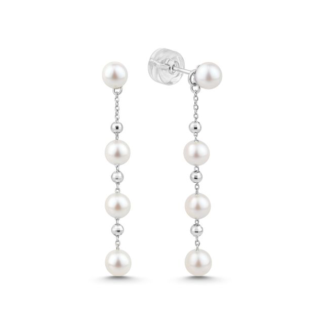 Cercei lungi din aur de 18K cu perle