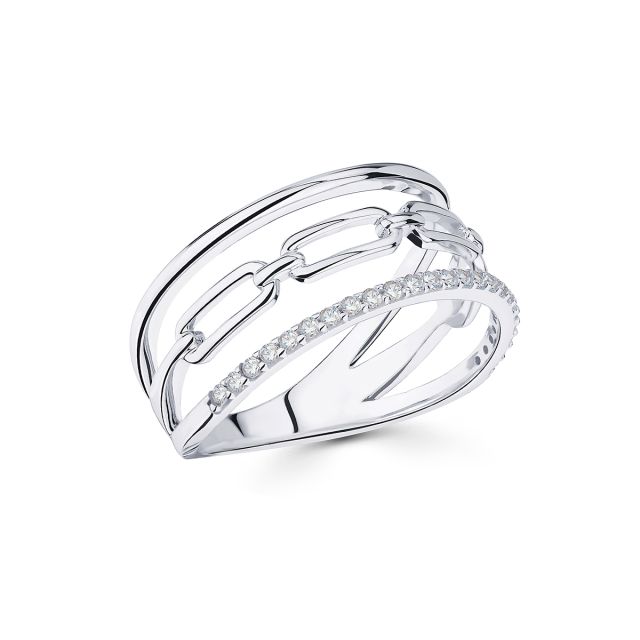 Inel Chapa din aur alb de 14K cu pietre cubic zirconia