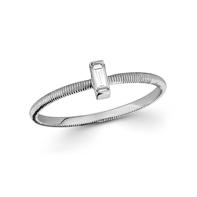 Inel Latika din aur alb de 14K cu piatră cubic zirconia