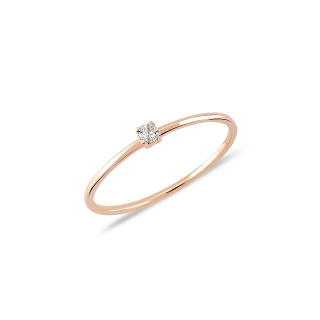 Inel Anaya din aur roz de 14K cu piatra cubic zirconia