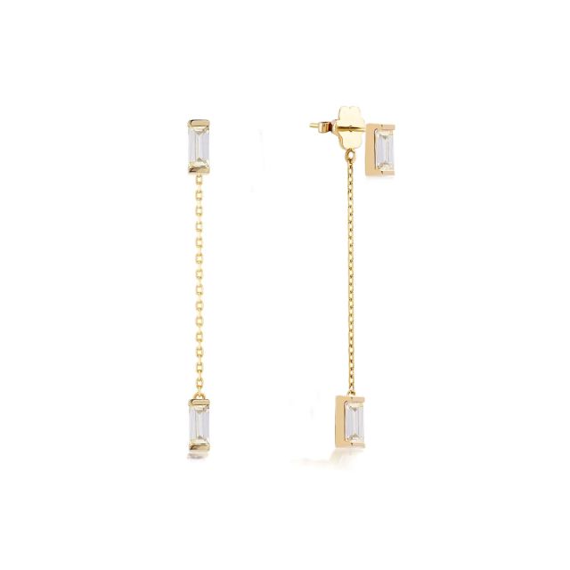 Cercei lungi Faith din aur de 14K cu pietre cubic zirconia