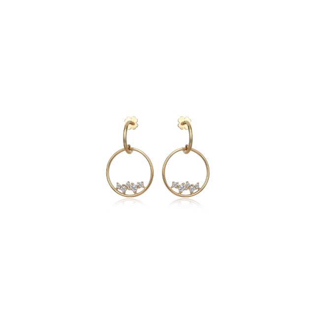 Cercei Raven din aur galben de 14K cu pietre cubic zirconia