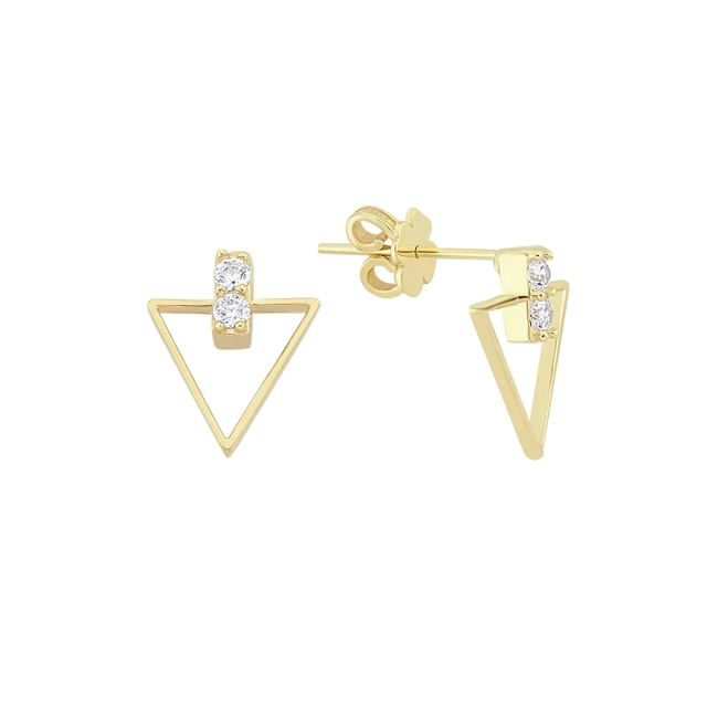 Cercei triunghiulari Lahoma din aur de 14K cu pietre cubic zirconia