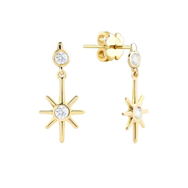 Cercei Hateya din aur galben de 14K cu pietre cubic zirconia