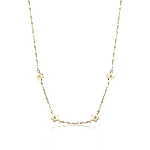 Colier Zinnia cu flori din aur de 14K cu pietre cubic zirconia
