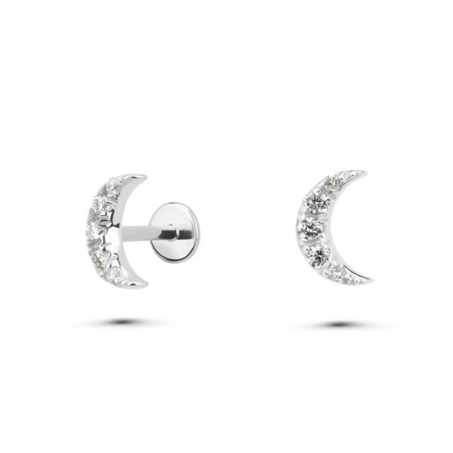 Piercing Paloma lună din aur de 14K cu diamante (0,04 ct)
