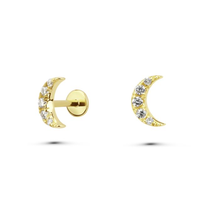 Piercing Paloma lună din aur de 14K cu diamante (0,04 ct)