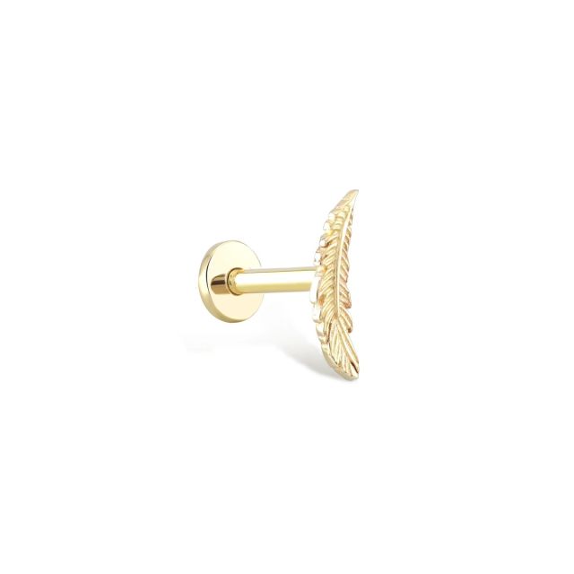 Piercing Joanna pană din aur galben de 14K