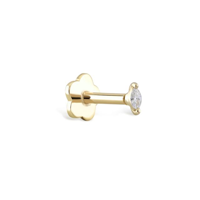 Piercing Elvira din aur galben de 14K cu diamant marchiză (0,02 ct)