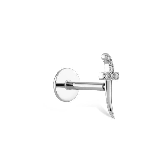 Piercing Katana din aur de 14K cu diamante (0,02 ct)