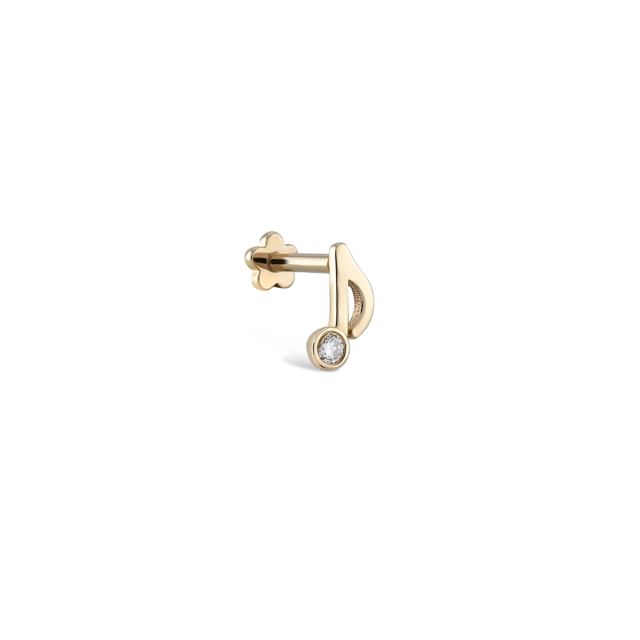 Piercing Encanto notă muzicală din aur galben de 14K cu diamant (0,03 ct)