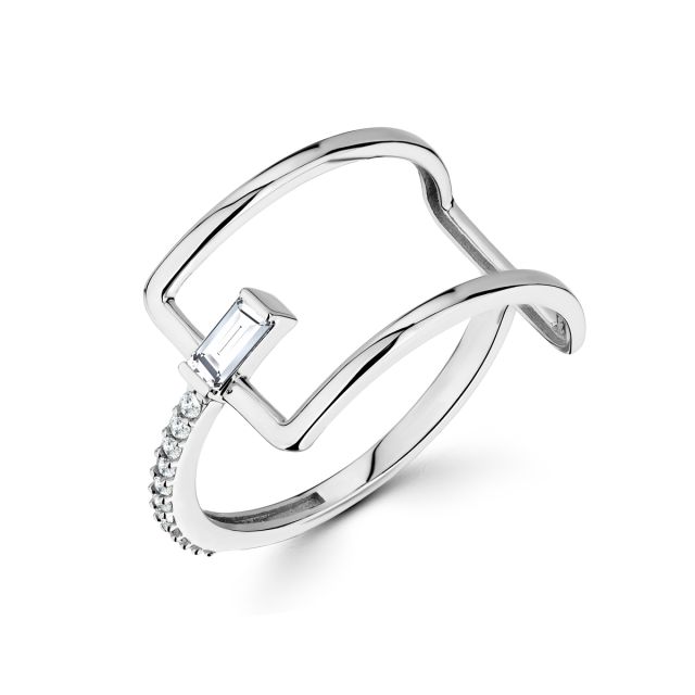Inel Gizeh din aur alb de 14K cu pietre cubic zirconia