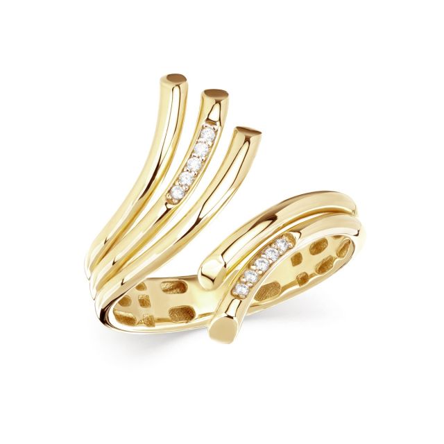 Inel din aur galben de 14K cu pietre cubic zirconia