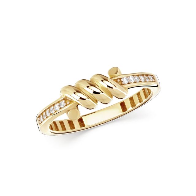 Inel din aur galben de 14K cu pietre cubic zirconia