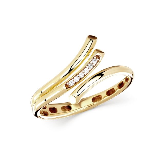 Inel din aur galben de 14K cu pietre cubic zirconia