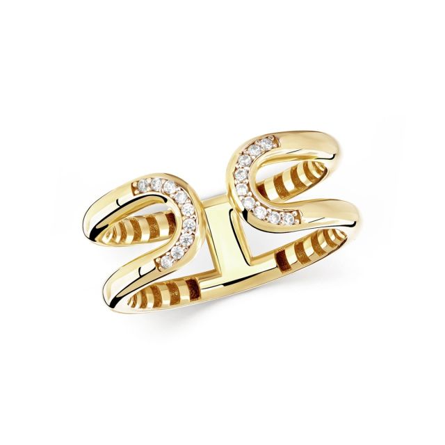 Inel din aur galben de 14K cu pietre cubic zirconia