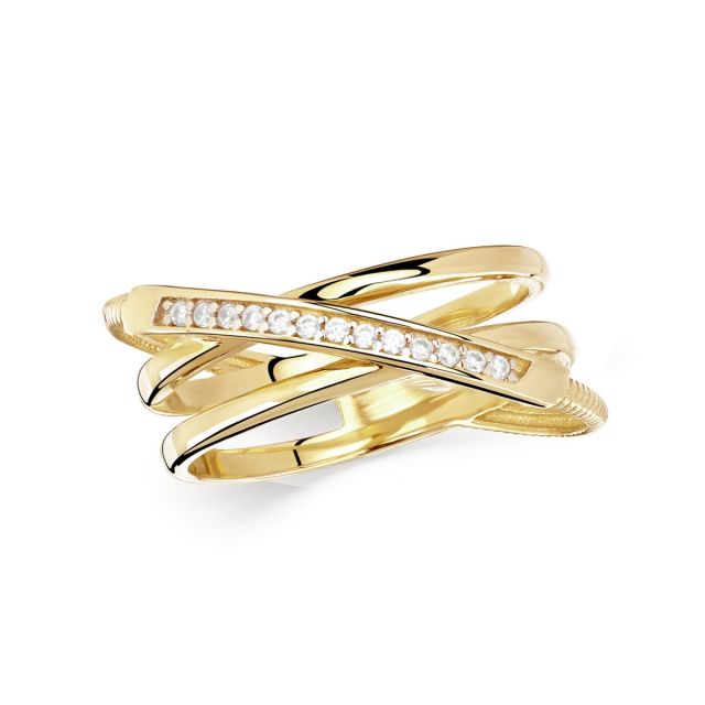 Inel din aur galben de 14K cu pietre cubic zirconia