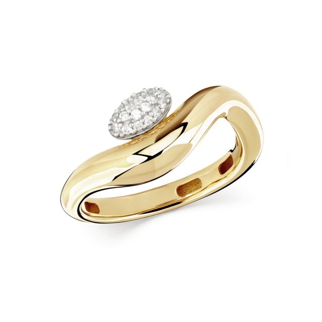 Inel din aur galben și alb de 14K cu pietre cubic zirconia