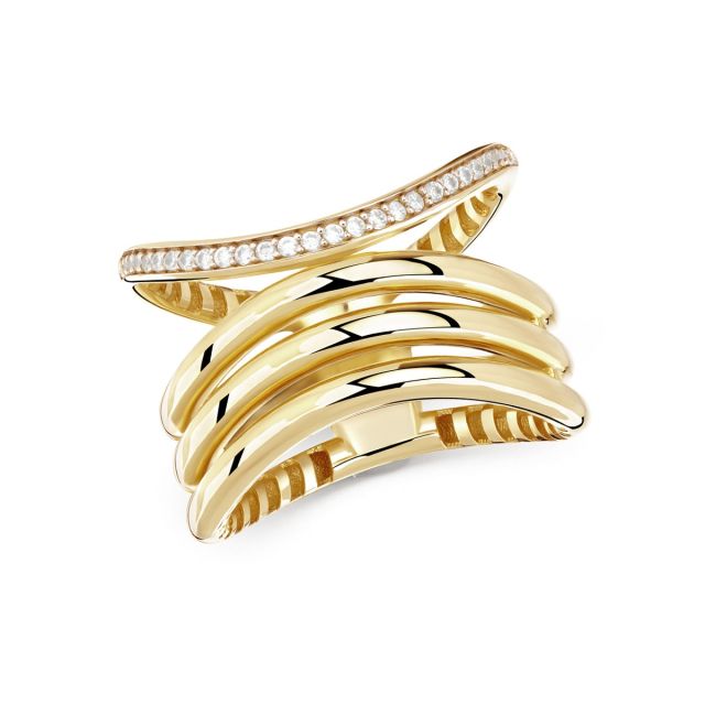 Inel din aur galben de 14K cu pietre cubic zirconia