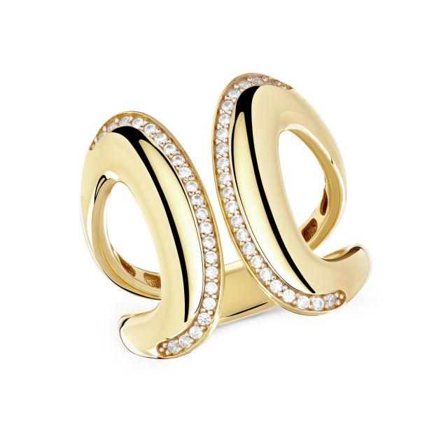 Inel din aur galben de 14K cu pietre cubic zirconia