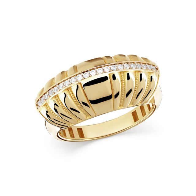 Inel din aur galben de 14K cu pietre cubic zirconia