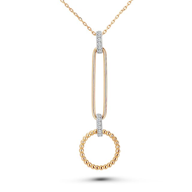 Lanț cu pandantiv Zasha din aur galben de 14K cu pietre cubic zirconia