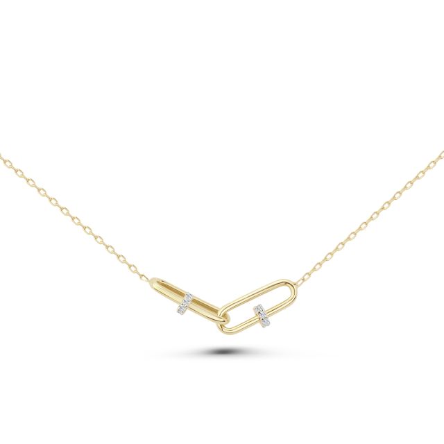 Colier Diana din aur galben de 14K cu pietre cubic zirconia