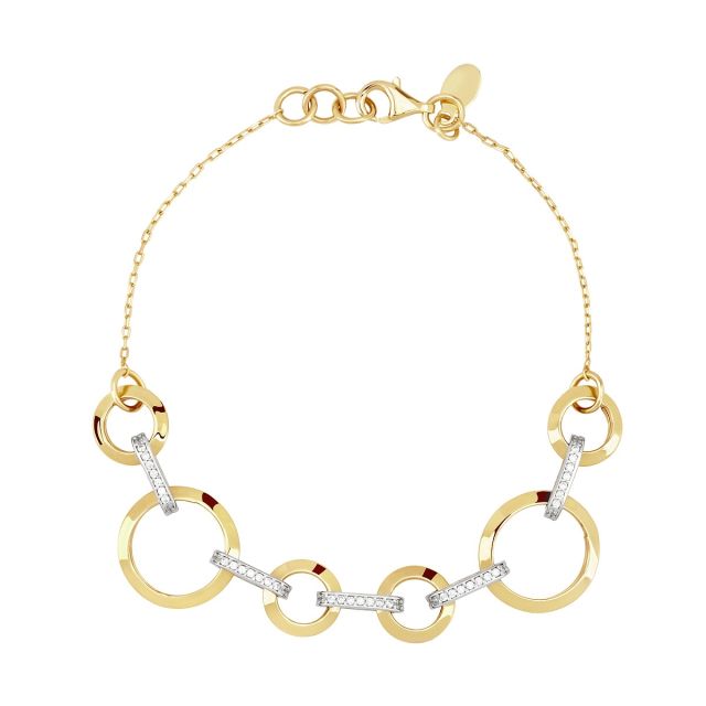 Brățară din aur galben și alb de 14K cu pietre cubic zirconia