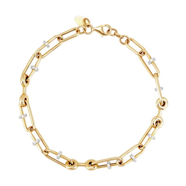 Brățară din aur galben și alb de 14K cu pietre cubic zirconia