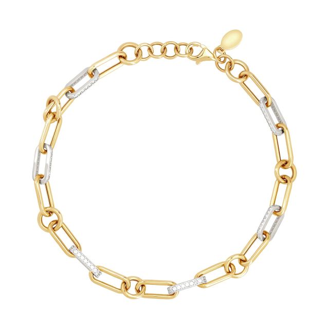 Brățară din aur galben și alb de 14K cu pietre cubic zirconia