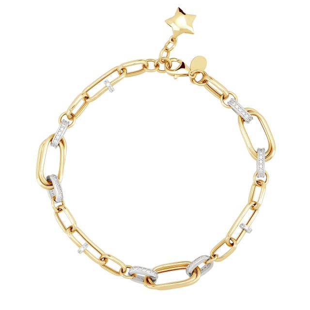 Brățară din aur galben și alb de 14K cu pietre cubic zirconia