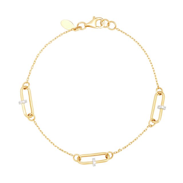 Brățară din aur galben și alb de 14K cu pietre cubic zirconia