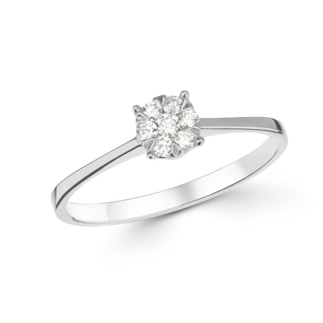 Inel Rosetta din aur de 14K cu diamante (0,087 ct)