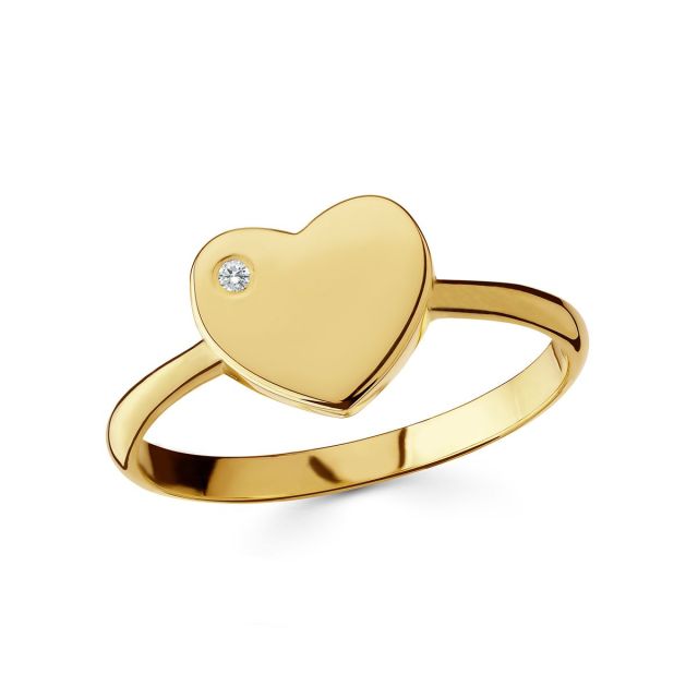 Inel inimă din aur de 14K cu diamant (0,01 ct)