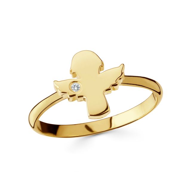 Inel înger din aur de 14K cu diamant (0,01 ct)