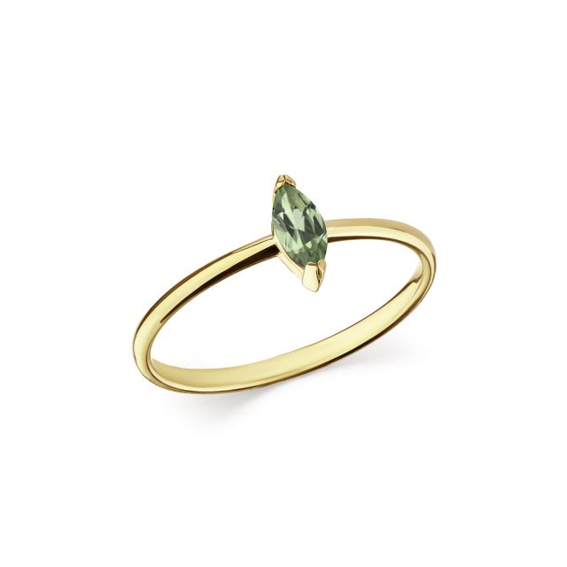 Inel Dewdrop Maxi din aur de 18K cu safir verde marchiză