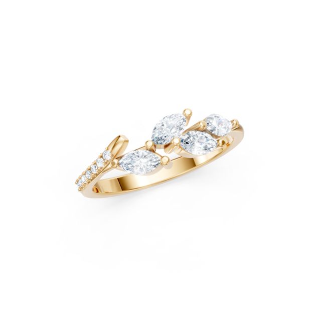 Inel Freesia din aur de 18K cu diamante marchiză și rotunde (0,275 ct)