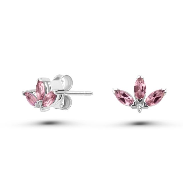 Cercei Peony Mini din aur de 18K cu trei turmaline marchiză și diamante