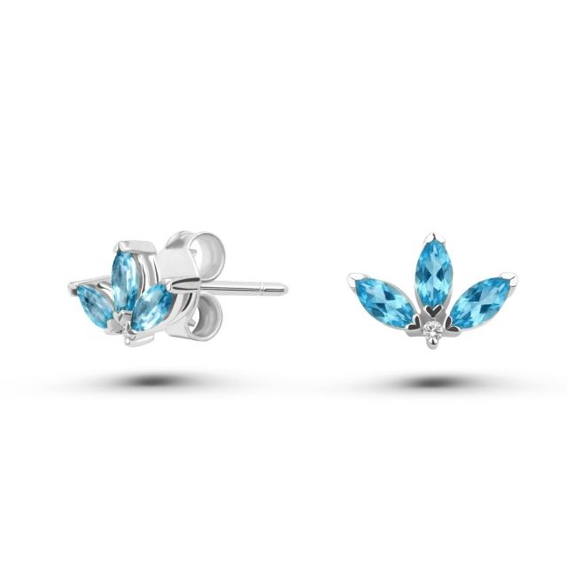 Cercei Peony Mini din aur de 18K cu trei topaze marchiză și diamante