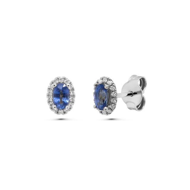 Cercei Isabella din aur de 18K cu safire ovale și diamante