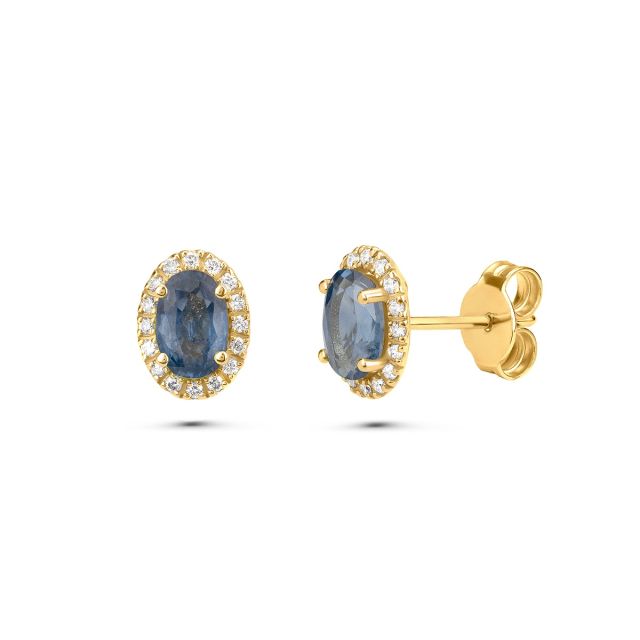 Cercei Isabella Maxi din aur de 18K cu safire ovale și diamante