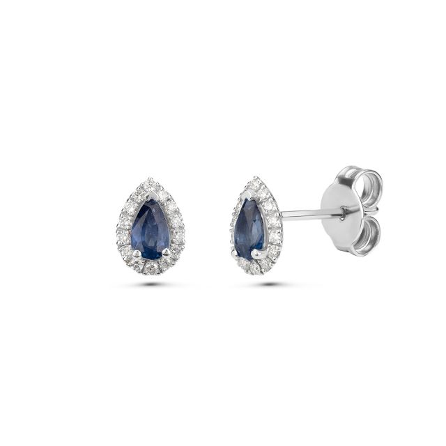 Cercei Selena din aur de 18K cu safire lacrimă și diamante