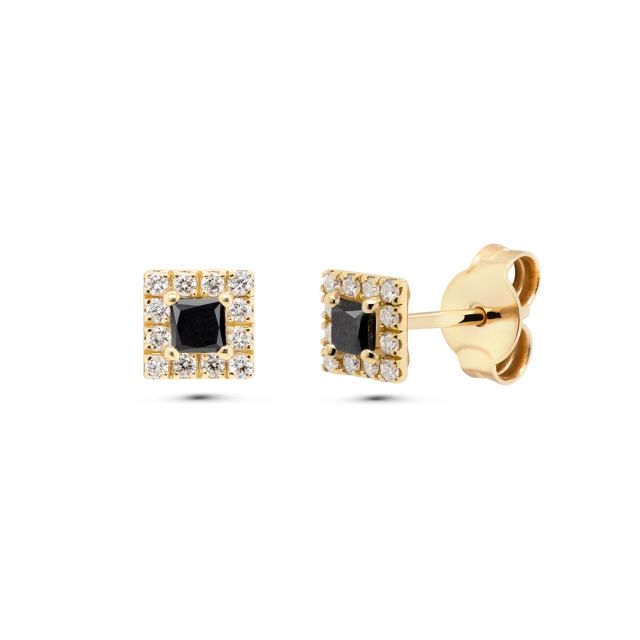 Cercei Sophia Mini din aur de 18K cu diamante negre și diamante incolore