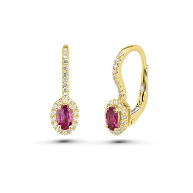 Cercei Isabella din aur de 14K cu rubine ovale și diamante