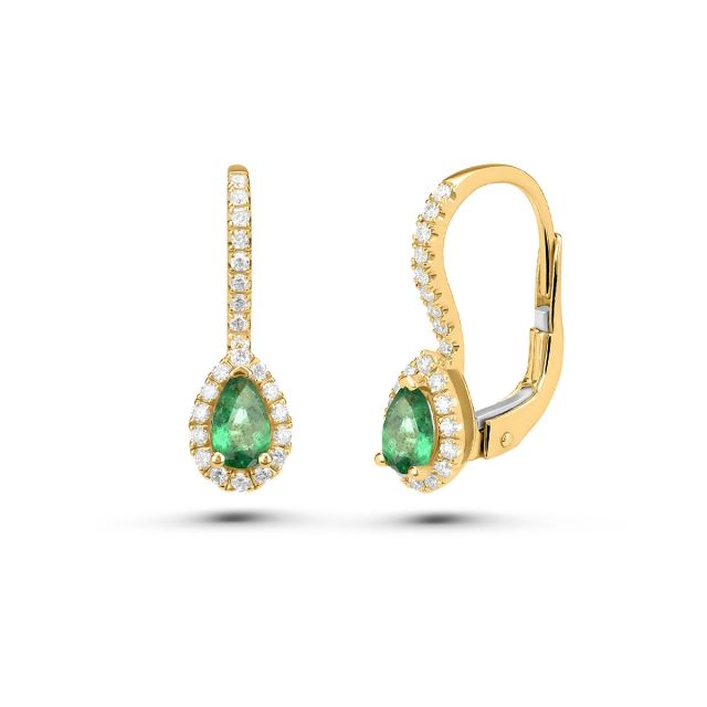 Cercei Selena din aur de 14K cu smaralde lacrimă și diamante