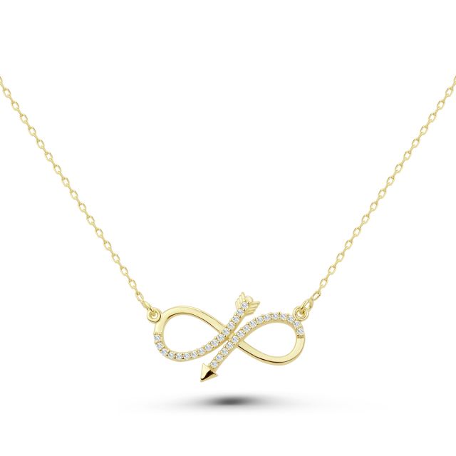 Colier Carla cu simbolul infinit din aur de 14K cu pietre cubic zirconia