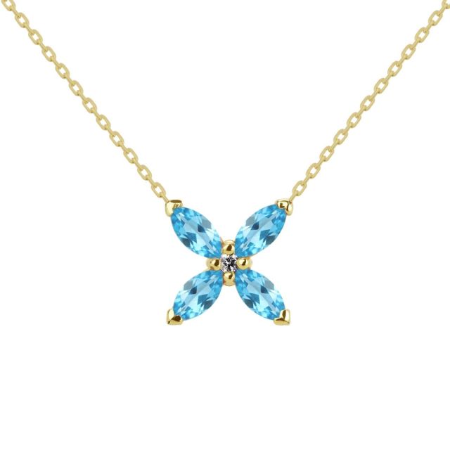 Colier Daisy din aur de 18K cu topaze marchiză și diamante