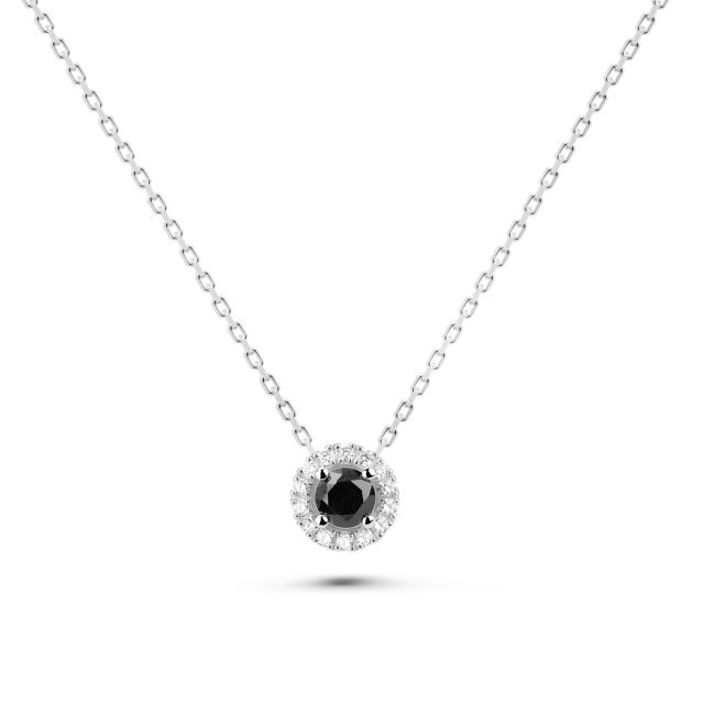 Colier Valentina din aur de 18K cu diamant negru și diamante incolore