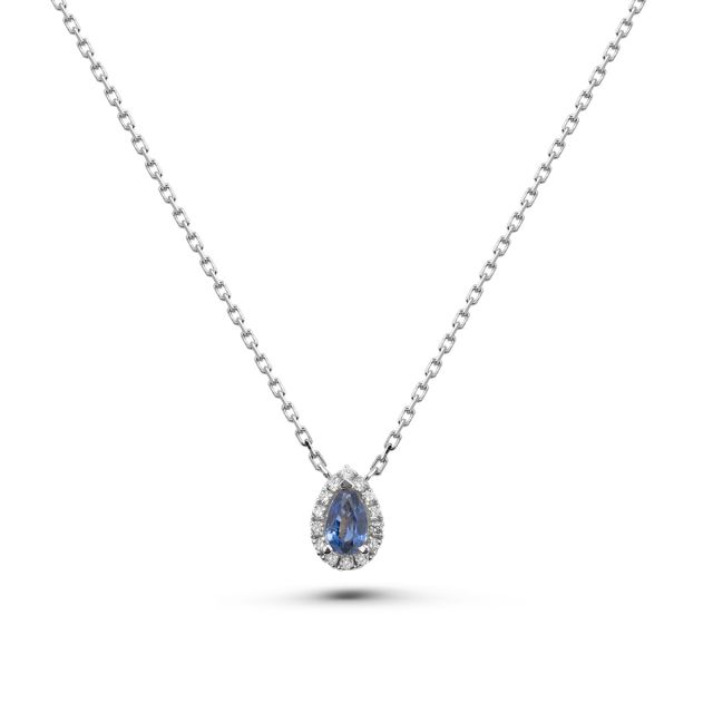Colier Selena din aur de 18K cu safir lacrimă și diamante