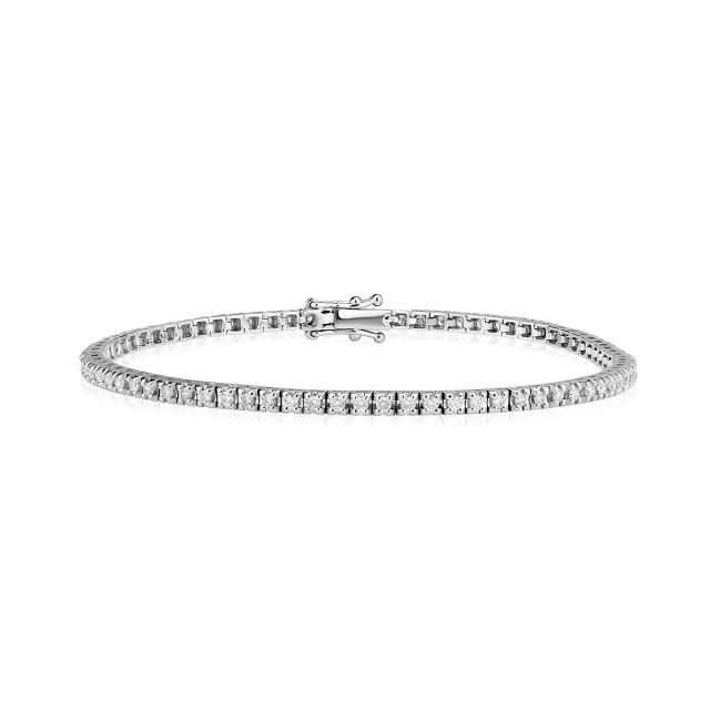 Brățară tennis din aur alb de 18K cu diamante (1,11 ct)